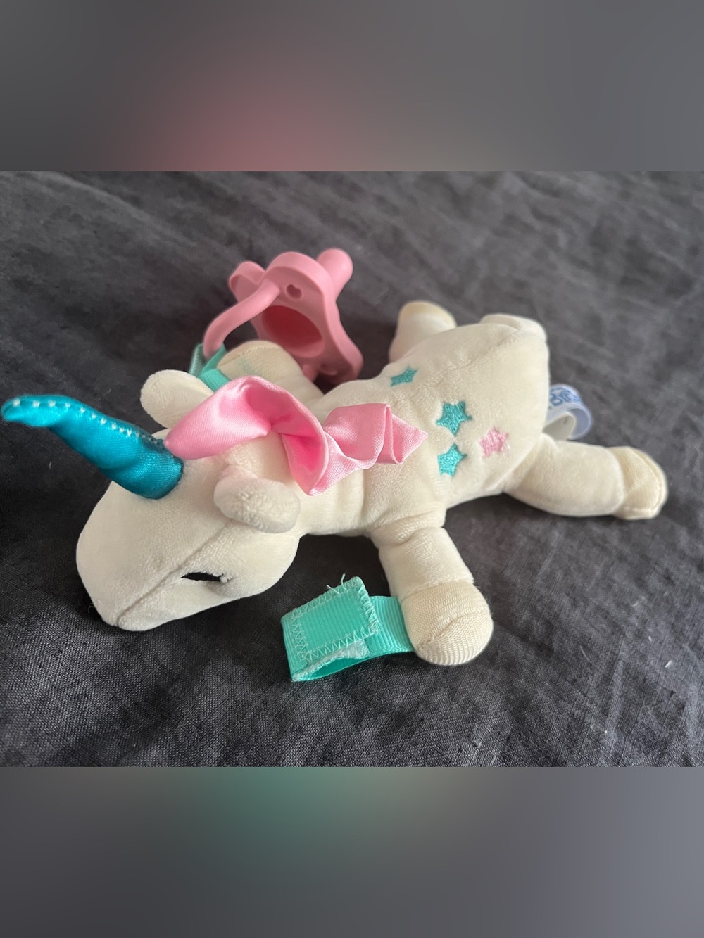 Plush Unicorn pacifier holder with Pink - Kids Toy